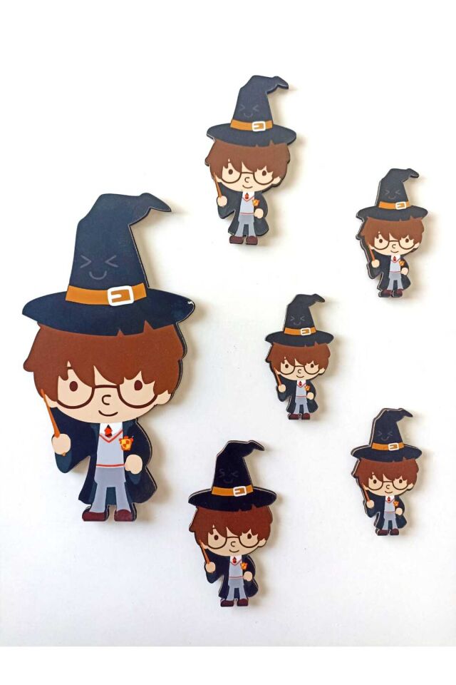 Harry Potter Figürlü 6 Parça Ahşap Çocuk Odası Süsleme Duvar Yapıştırma Süsü