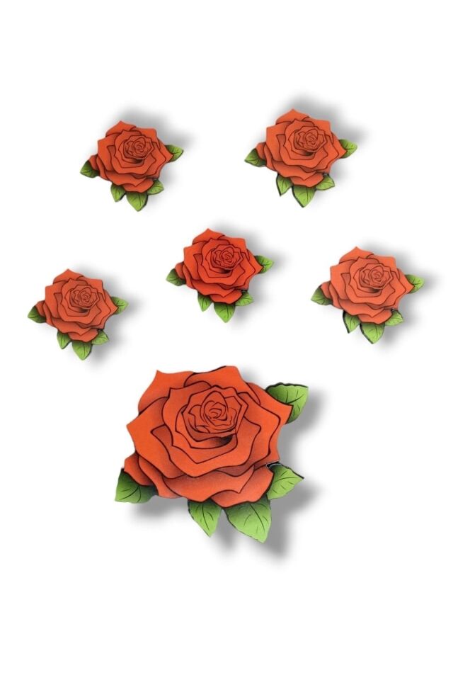 Gül Figürlü Kapı Duvar Dolap Ahşap Yapıştırma Süsü Duvar Dekorasyon