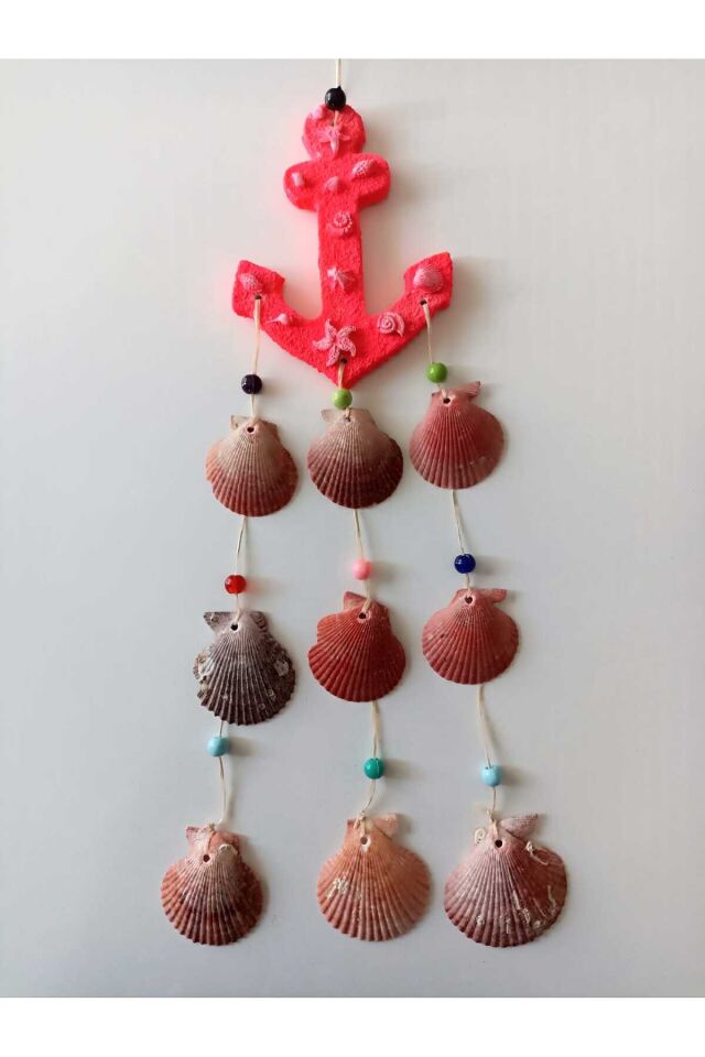 Çapa Figürlü Deniz Kabuklu Renkli Boncuklu Teras Bahçe Balkon Yazlık Duvar Dekorasyon Süsü